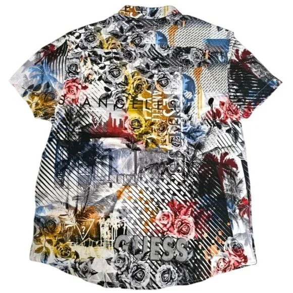 GUESS Men's Slim Fit Printed Short Sleeve MOMOKO Shirt Size XL NWT - Picture 3 of 13